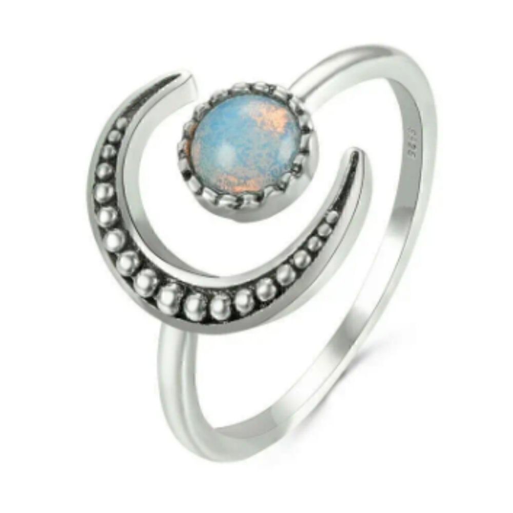 Crescent Moon Ring for Women Opening Ring Adjustable Jewelry for Gifts